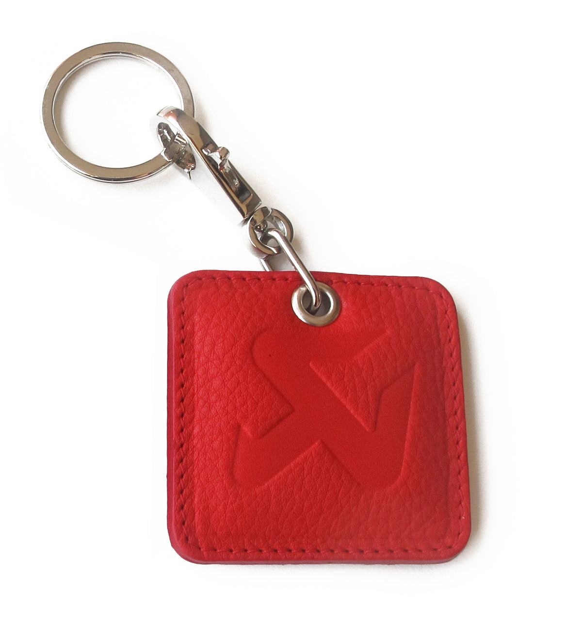 Square Leather Keychain - red