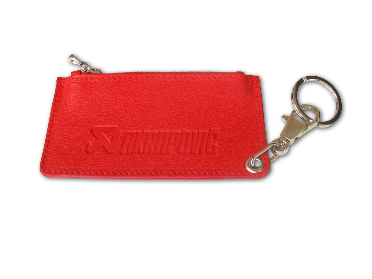 Leather Zip Keychain - red