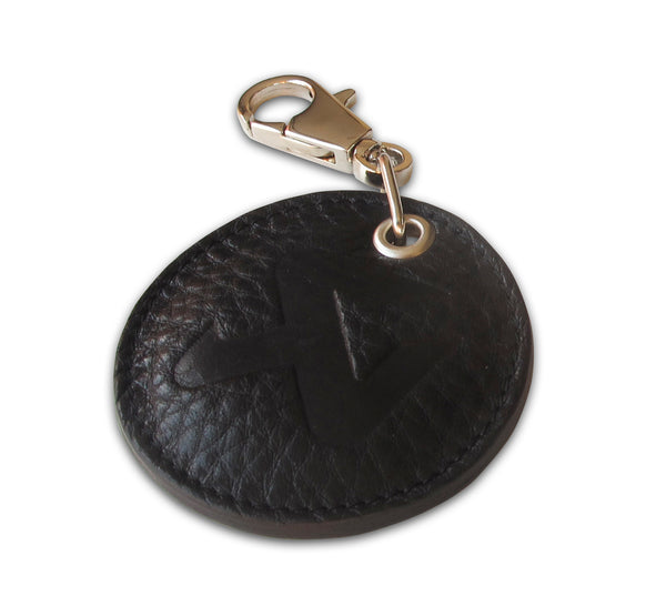 Round Leather Keychain - black