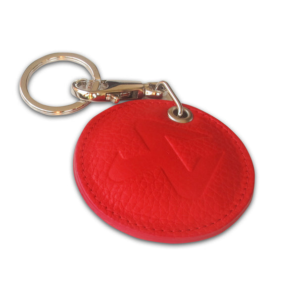 Round Leather Keychain - red