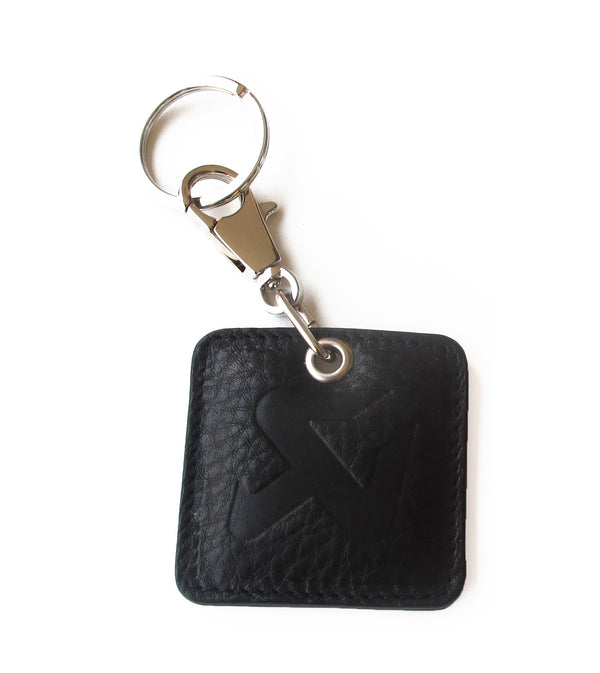 Square Leather Keychain - black